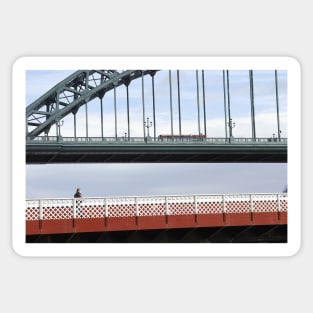 Two Bridges - Crossing the tiver Tyne, Newcastle Upon Tyne, UK Sticker